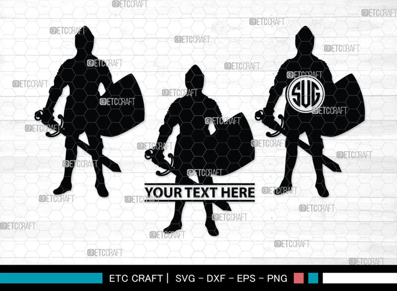 Medieval Knight Monogram, Medieval Knight Silhouette, Medieval Knight ...