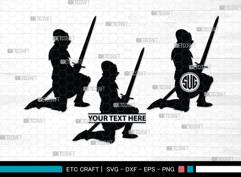 Medieval Knight Monogram, Medieval Knight Silhouette, Medieval Knight ...