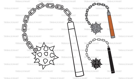 Medieval mace with chain - ancient weapon SVG TribaliumArtSF 