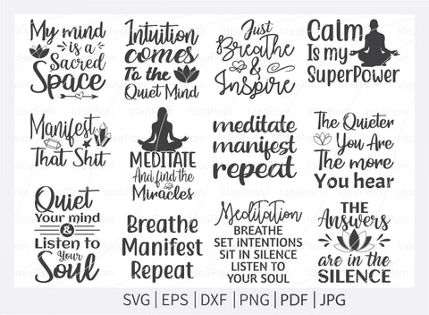 Meditation Svg Bundle, Yoga svg bundle, Love to Meditate, Spiritual SVG, Meditation Svg, Meditation Designs, Lotus Svg, Cut Files for Crafte SVG Dinvect 