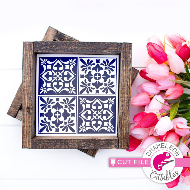 Mediterranean tiles svg png dxf SVG Chameleon Cuttables 