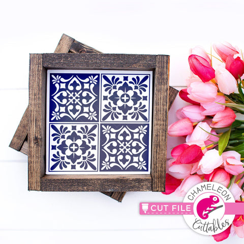 Mediterranean tiles svg png dxf SVG Chameleon Cuttables 