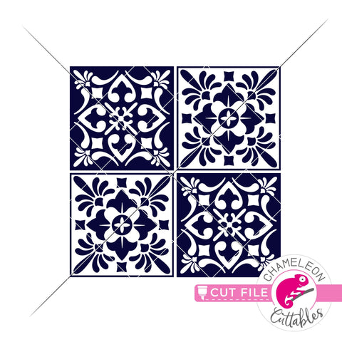 Mediterranean tiles svg png dxf SVG Chameleon Cuttables 