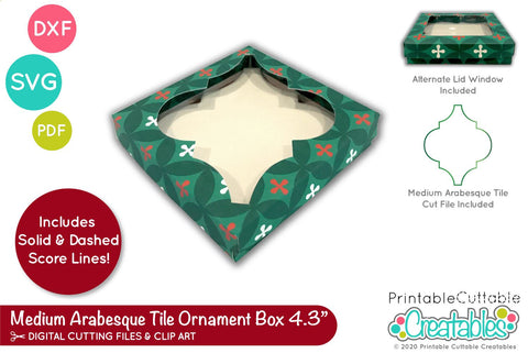 Medium Arabesque Tile Ornament Box SVG SVG Printable Cuttable Creatables 