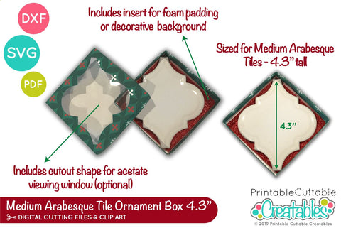 Medium Arabesque Tile Ornament Box SVG SVG Printable Cuttable Creatables 