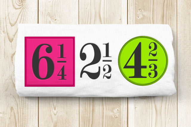 Medium Numbers and Fractions Applique Embroidery Design Set Embroidery/Applique DESIGNS Designed by Geeks 