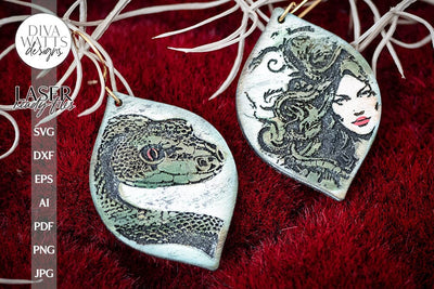 Medusa and Snake Earrings SVG Medusa Earrings Glowforge Earrings Medusa Halloween Earrings For Laser Snake Earrings For Laser Earrings SVG SVG Diva Watts Designs 