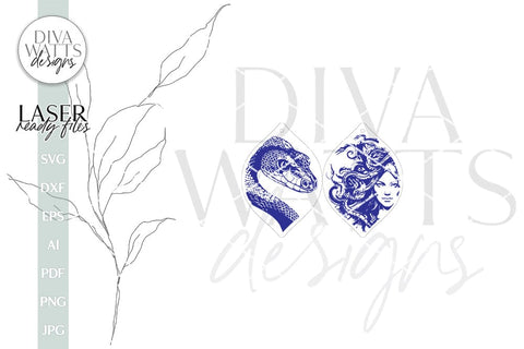 Medusa and Snake Earrings SVG Medusa Earrings Glowforge Earrings Medusa Halloween Earrings For Laser Snake Earrings For Laser Earrings SVG SVG Diva Watts Designs 