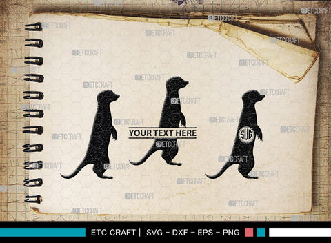 Meerkat Monogram, Meerkat Silhouette, Meerkat SVG, Surikats Svg, Animals Svg, Meerkats Family Svg, Safari Animals Svg, SB00293 SVG ETC Craft 