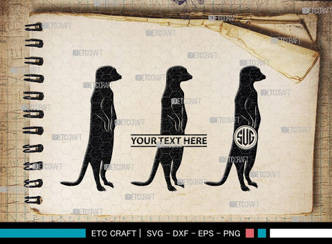 Meerkat Monogram, Meerkat Silhouette, Meerkat SVG, Surikats Svg, Animals Svg, Meerkats Family Svg, Safari Animals Svg, SB00293 SVG ETC Craft 