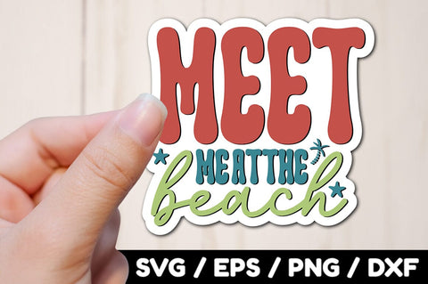 Meet me at the beach Retro stickers SVG akazaddesign 
