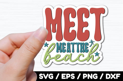 Meet me at the beach Retro stickers SVG akazaddesign 