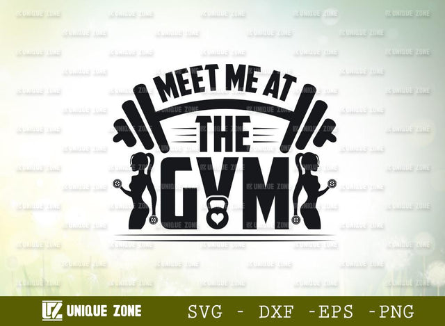 Meet Me At The Gym Svg | Fitness Svg | Dumbbell Svg | Bodybuilding Equipment Svg SVG Unique Zone 