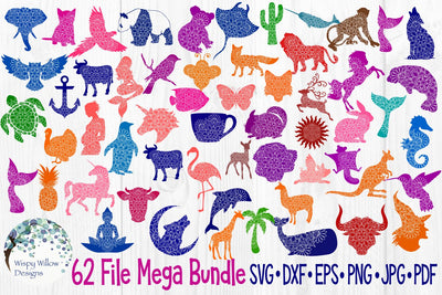 Mega Animal Mandala Bundle - 62 Files! SVG Wispy Willow Designs 