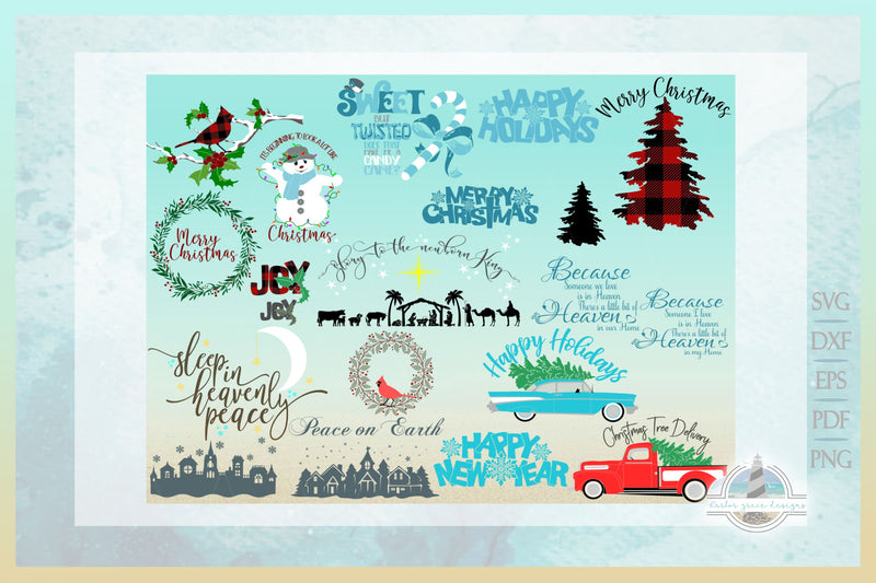 MEGA Christmas Bundle! 95 Holiday Designs in SVG Dxf Eps Png & PDF ...