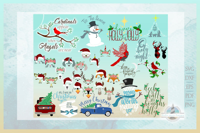 MEGA Christmas Bundle! 95 Holiday Designs in SVG Dxf Eps Png & PDF ...