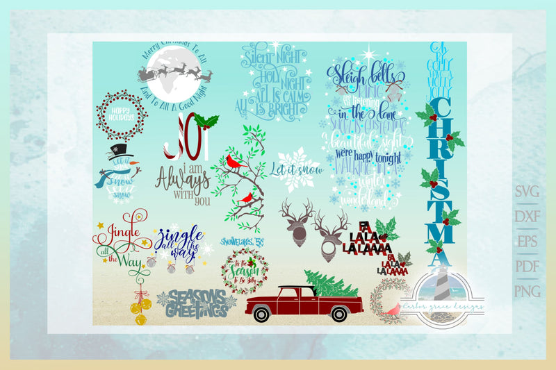 MEGA Christmas Bundle! 95 Holiday Designs in SVG Dxf Eps Png & PDF ...
