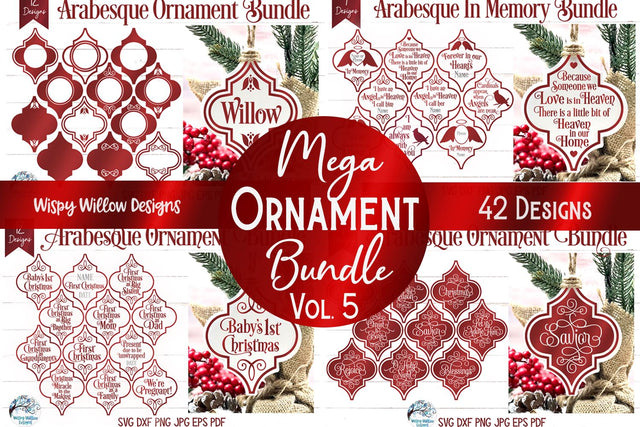 Mega Christmas Ornament SVG Bundle 5 SVG Wispy Willow Designs 