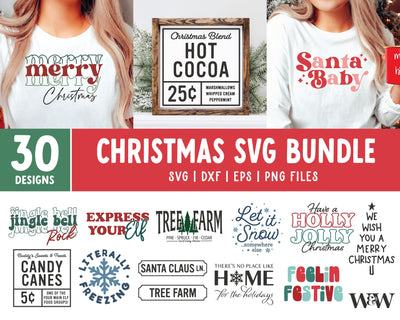 Mega Christmas SVG Bundle | 30 Holiday Designs SVG Wood And Walt 