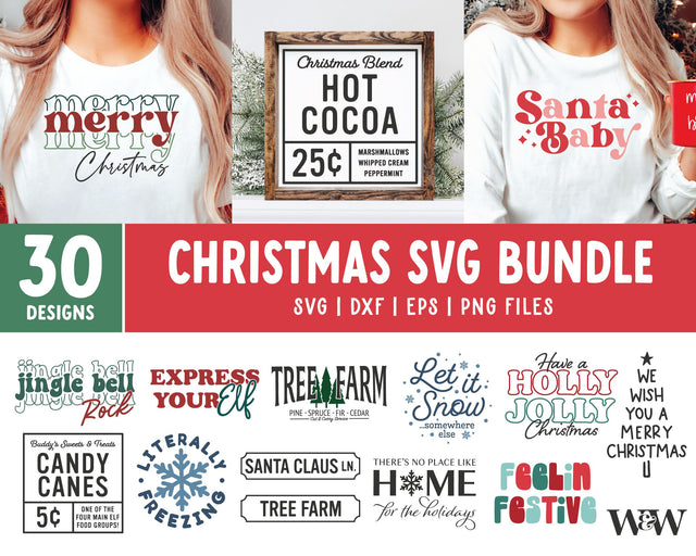 Mega Christmas SVG Bundle | 30 Holiday Designs SVG Wood And Walt 