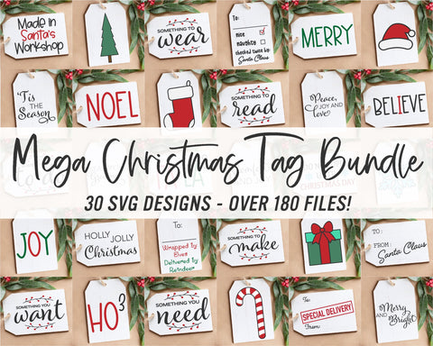 Mega Christmas Tags Bundle SVG | Christmas Cut File | Holiday Gift Labels | Winter Sticker Design | Xmas Presents Tag | Themed Gifts SVG Wood And Walt 