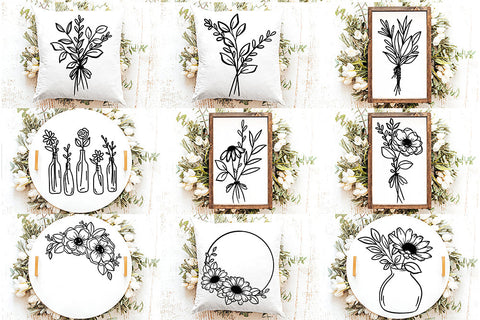 Mega Flower SVG Bundle | 52 Hand Drawn Floral Designs SVG Diva Watts Designs 