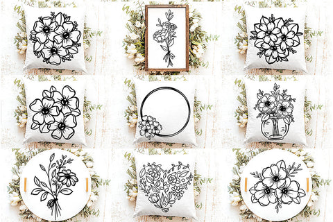 Mega Flower SVG Bundle | 52 Hand Drawn Floral Designs SVG Diva Watts Designs 