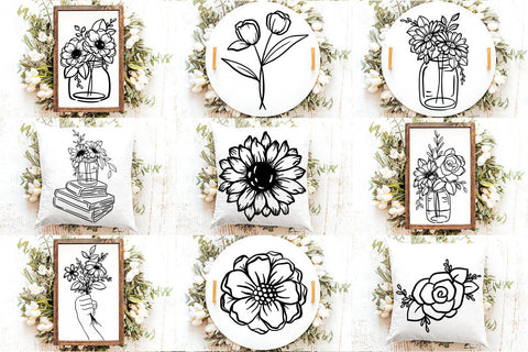 Mega Flower SVG Bundle | 52 Hand Drawn Floral Designs SVG Diva Watts Designs 