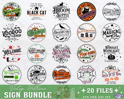 MEGA Halloween Door Hanger Svg Bundle | Halloween Sign Svg SVG Crafty Mama Studios 