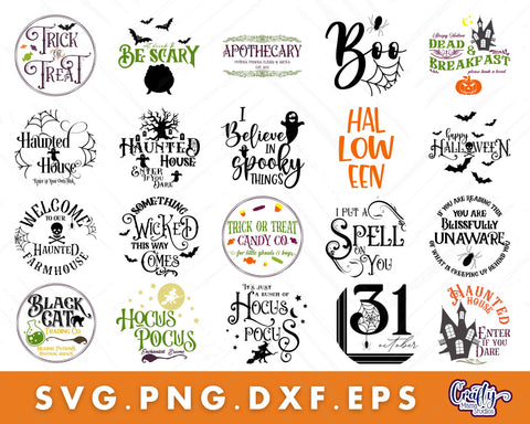 MEGA Halloween Door Hanger Svg Bundle | Halloween Sign Svg SVG Crafty Mama Studios 