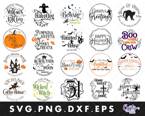 MEGA Halloween Door Hanger Svg Bundle | Halloween Sign Svg SVG Crafty Mama Studios 