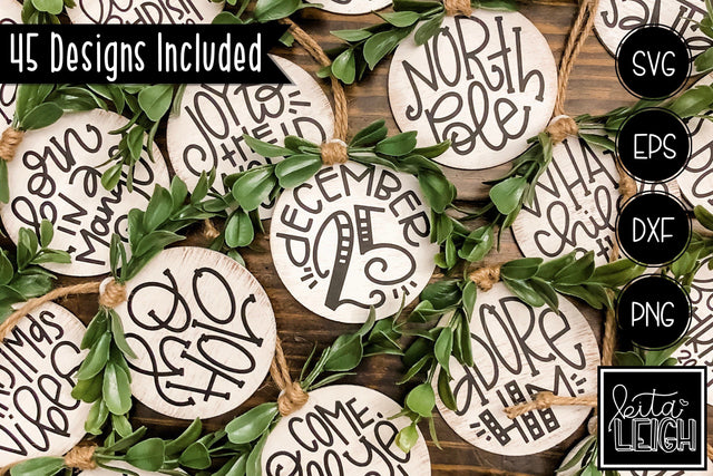 Mega Hand Lettered Christmas Rounds Bundle SVG, DXF, PNG, and EPS SVG Kitaleigh 