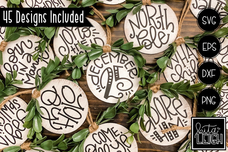 Mega Hand Lettered Christmas Rounds Bundle SVG, DXF, PNG, and EPS SVG Kitaleigh 