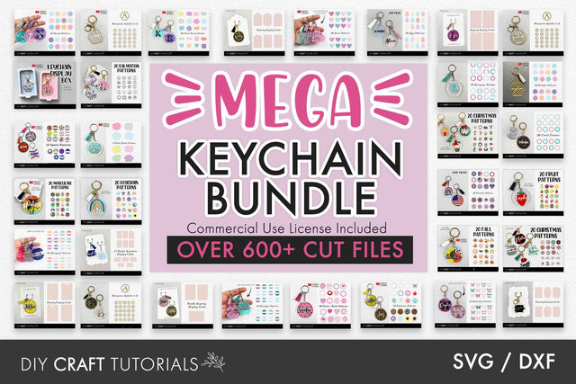 MEGA KEYCHAIN SVG BUNDLE - OVER 600 CUT FILES! SVG DIY Craft Tutorials 