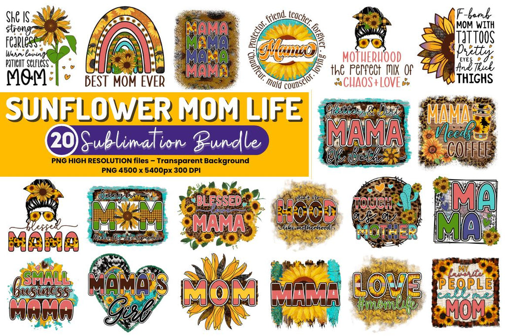 MEGA Mothers Day Sublimation Bundle, Mom SVG Design Bundle - So Fontsy