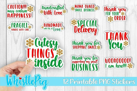 Mega Printable Stickers Bundle - Small Business Stickers - Packaging Stickers Bundle - Mail Stickers Sublimation Whistlepig Designs 