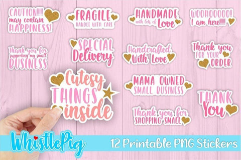 Mega Printable Stickers Bundle - Small Business Stickers - Packaging Stickers Bundle - Mail Stickers Sublimation Whistlepig Designs 