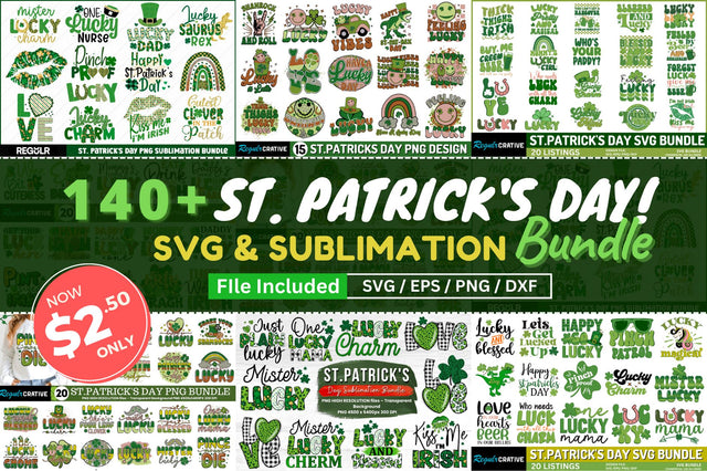 MEGA St. Patrick's day Design Bundle, St Patrick's Day SVG Sublimation Regulrcrative 