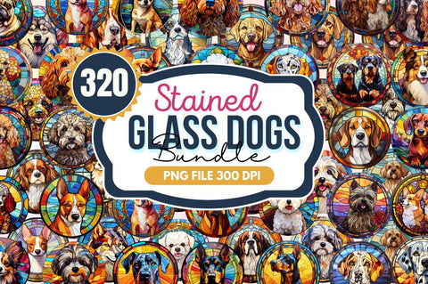 Mega Stained Glass Dogs Clipart Sublimation Regulrcrative 