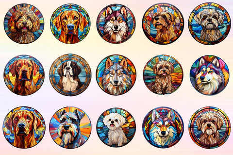 Mega Stained Glass Dogs Clipart Sublimation Regulrcrative 