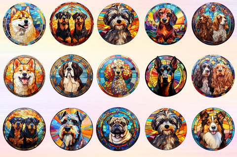 Mega Stained Glass Dogs Clipart Sublimation Regulrcrative 