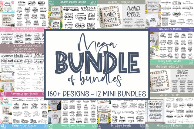 Mega SVG Bundle | Huge Bundle of Bundles | 160 SVG Designs SVG Grace Lynn Designs 