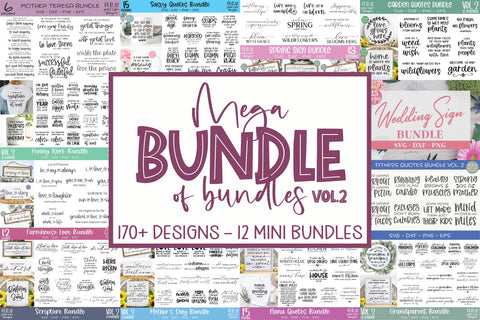 Mega SVG Bundle Vol. 2 | Huge Bundle of Bundles | 170 SVG Designs SVG Grace Lynn Designs 