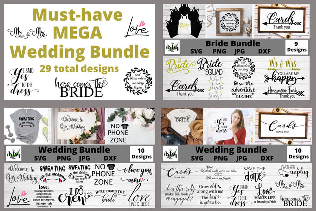 MEGA Wedding Bundle, Wedding signs, Bride svg files SVG The Artsy Spot 