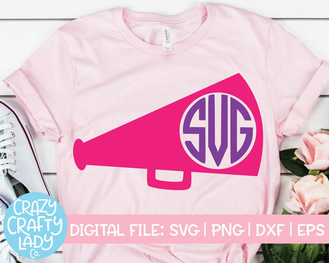 Megaphone Monogram Frame | Cheerleader SVG Cut File SVG Crazy Crafty Lady Co. 