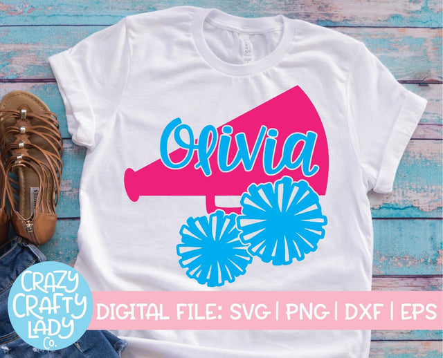 Megaphone & Pompoms | Cheerleader SVG Cut File SVG Crazy Crafty Lady Co. 