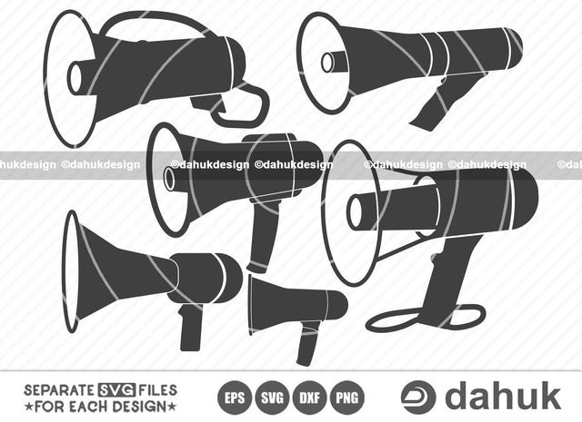 Megaphone SVG, Megaphone Silhouette, Cheer Megaphone SVG, Cheerleading Megaphone svg, Megaphone Vector, Megaphone Clipart, Cut file for silhouette, svg, eps, dxf, png, clipart cricut design space, vinyl cut files SVG dahukdesign 
