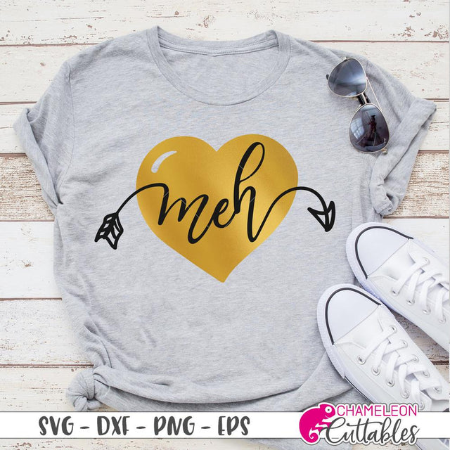 Meh layered - Single - Anti Valentine's Day - Valentines SVG SVG Chameleon Cuttables 