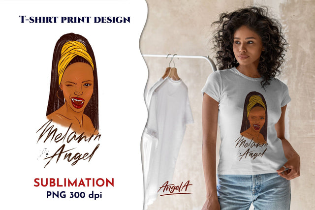 Melanin Angel. Black woman sublimation. Black girl afro png Sublimation Angelina Semenova 