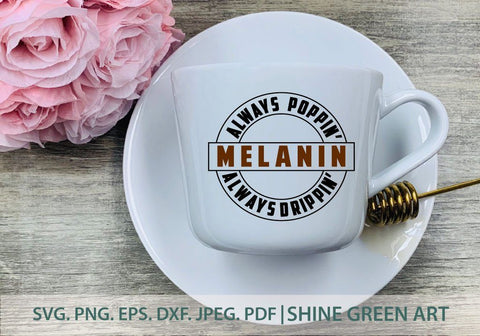 Melanin Poppin SVG - Black Girl, Afro Women SVG Shine Green Art 